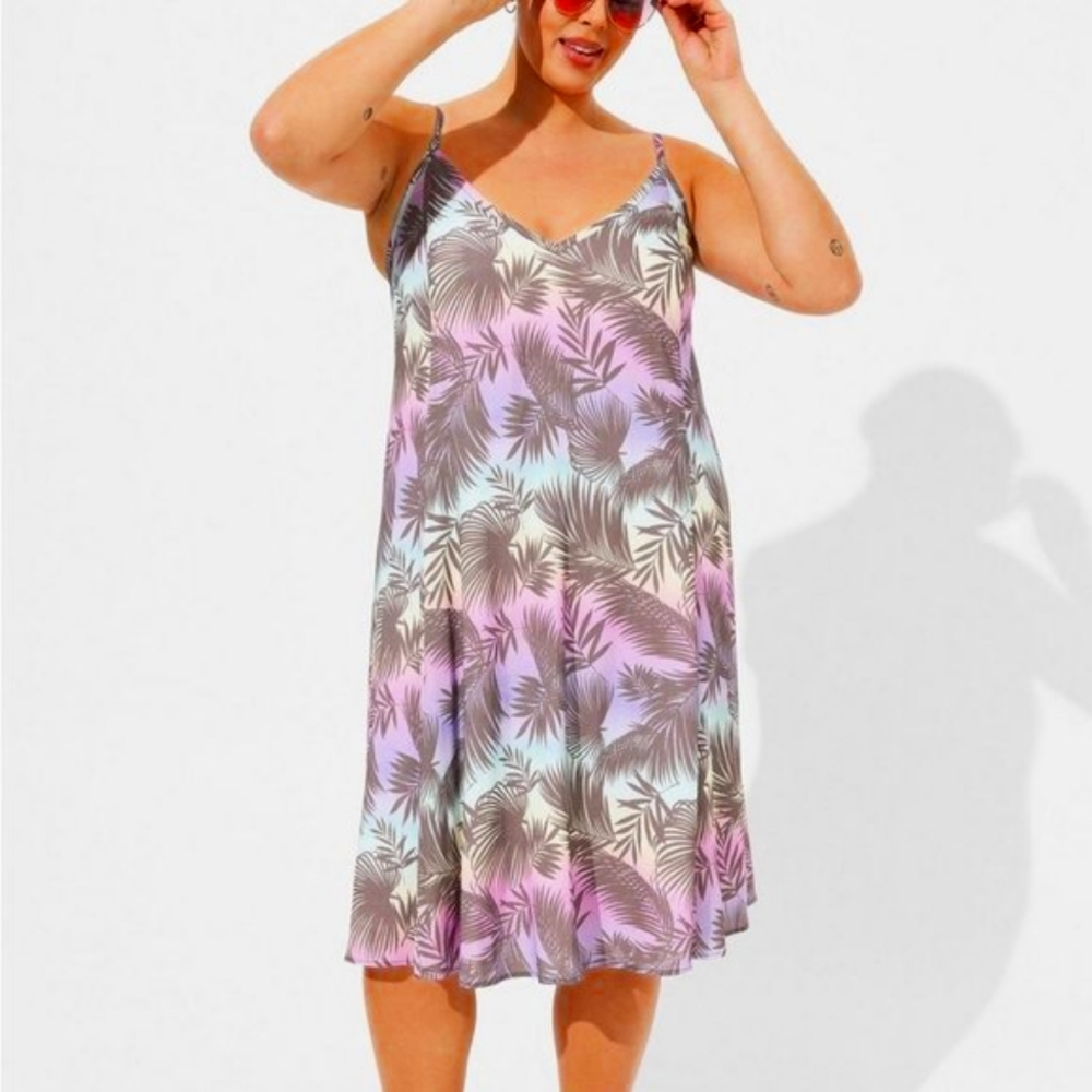 ❤️NWT TORRID SWIM COVER UP - TROPICAL LEAF - LINED BEACH DRESS PLUS SIZE